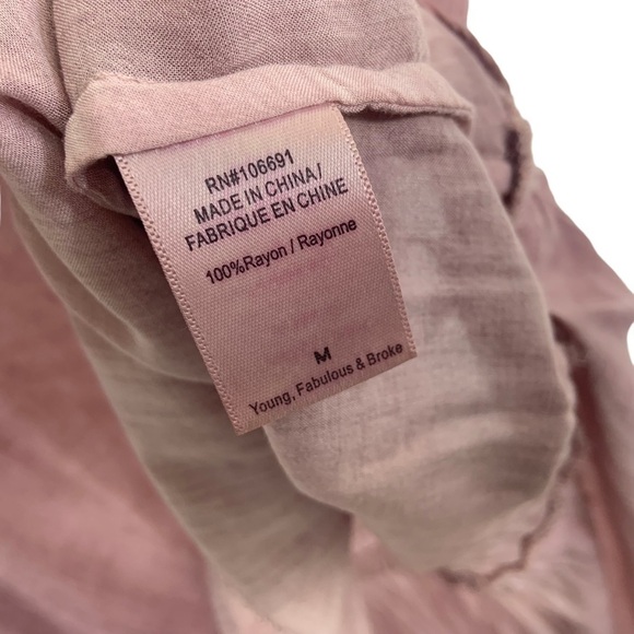 Young Fabulous & Broke Womens Side Drawstring Tie Tank Top Sz Medium Mauve - Picture 7 of 8